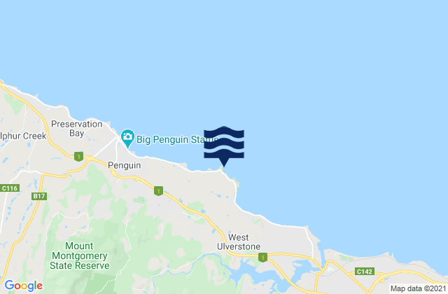 Mappa delle Getijden in Three Sisters, Australia