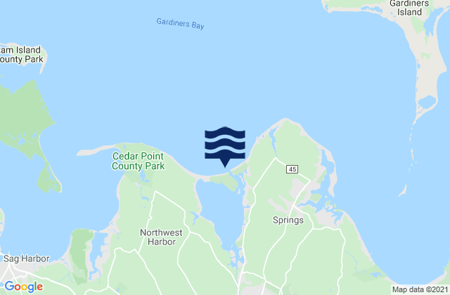 Mappa delle Getijden in Threemile Harbor Entrance Gardiners Bay, United States