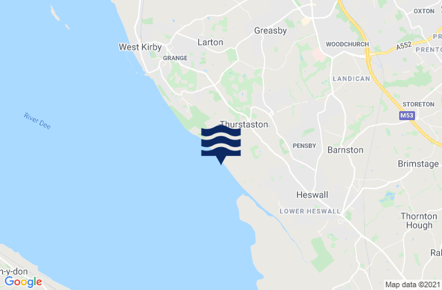 Mappa delle Getijden in Thurstaston Beach, United Kingdom