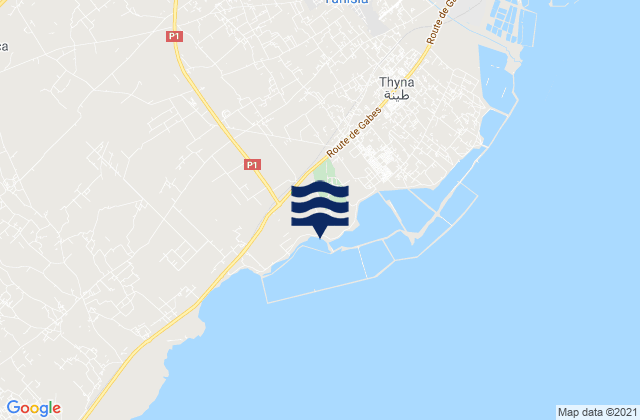Mappa delle Getijden in Thyna, Tunisia