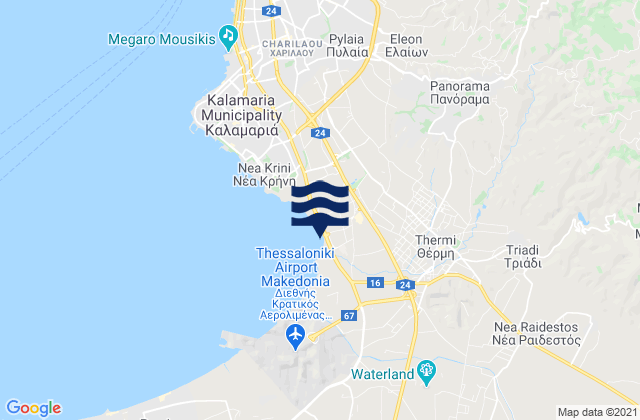 Mappa delle Getijden in Thérmi, Greece