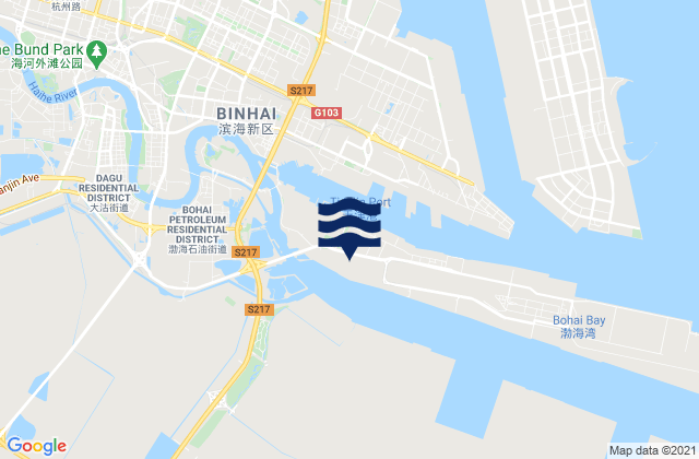 Mappa delle Getijden in Tianjin Xingang, China