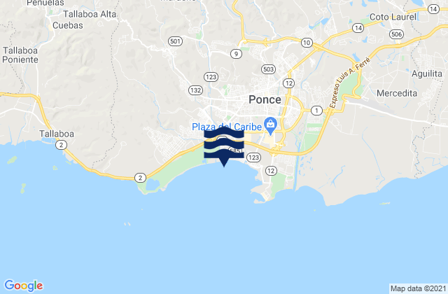 Mappa delle Getijden in Tibes Barrio, Puerto Rico
