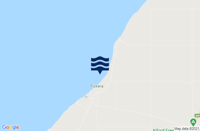 Mappa delle Getijden in Tickera Bay, Australia