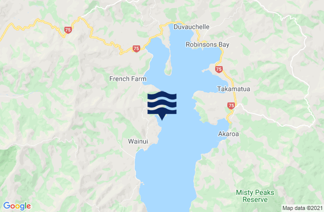Mappa delle Getijden in Tikao Bay, New Zealand