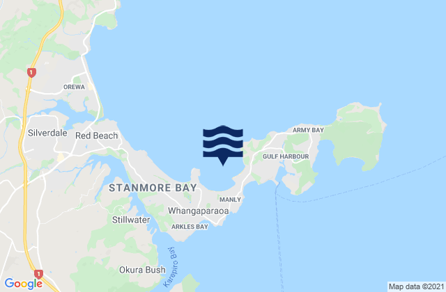 Mappa delle Getijden in Tindalls Beach, New Zealand