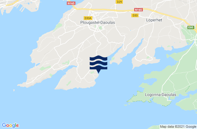 Mappa delle Getijden in Tinduff, France