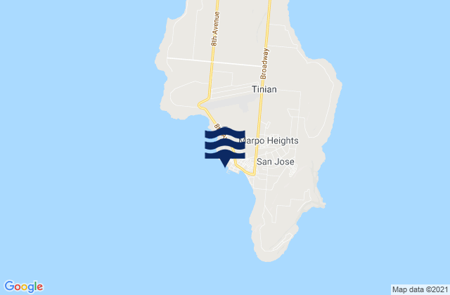 Mappa delle Getijden in Tinian Island, Northern Mariana Islands
