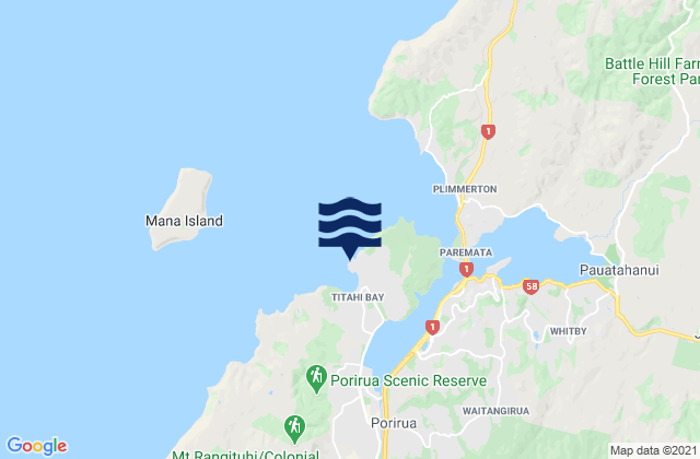 Mappa delle Getijden in Titahi Bay, New Zealand