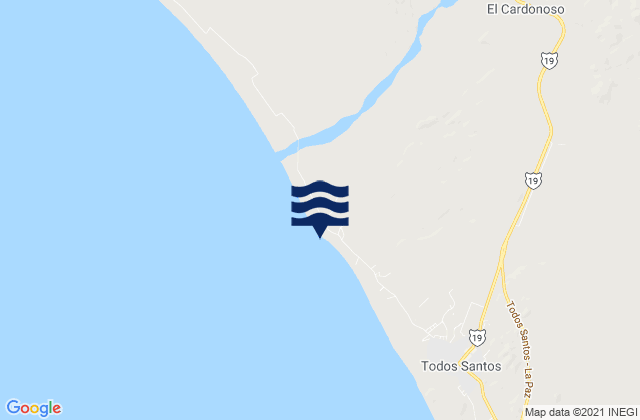 Mappa delle Getijden in Todos Santos (mainland), Mexico