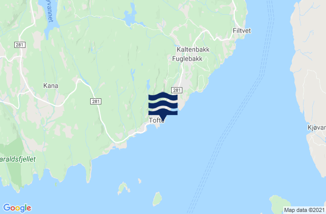 Mappa delle Getijden in Tofte, Norway