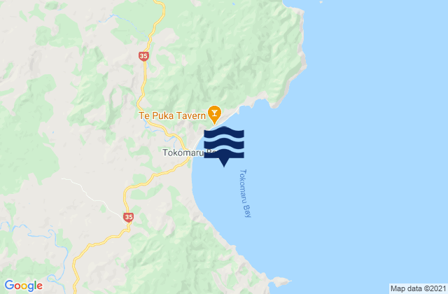 Mappa delle Getijden in Tokomaru Bay, New Zealand