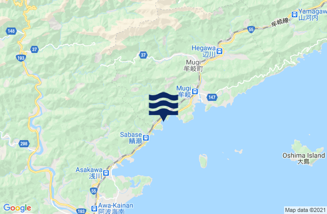Mappa delle Getijden in Tokushima-ken, Japan