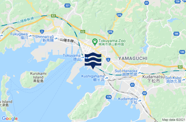Mappa delle Getijden in Tokuyama, Japan