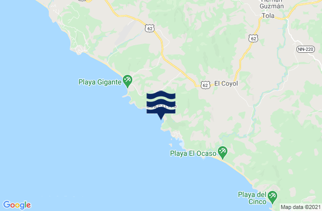 Mappa delle Getijden in Tola, Nicaragua