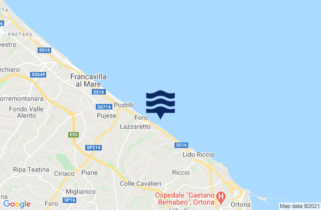 Mappa delle Getijden in Tollo, Italy