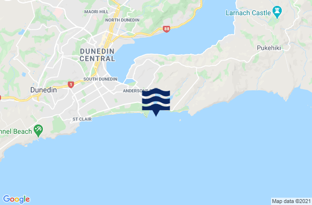 Mappa delle Getijden in Tomahawk Beach, New Zealand