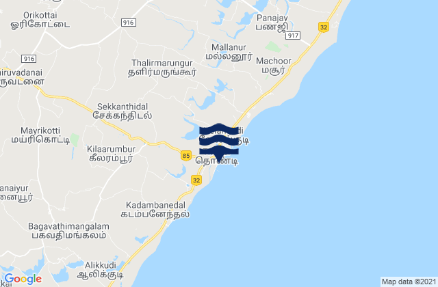 Mappa delle Getijden in Tondi, India