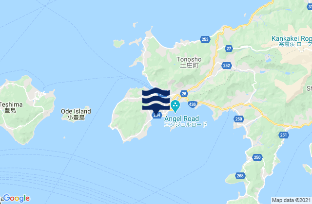 Mappa delle Getijden in Tonoshō, Japan