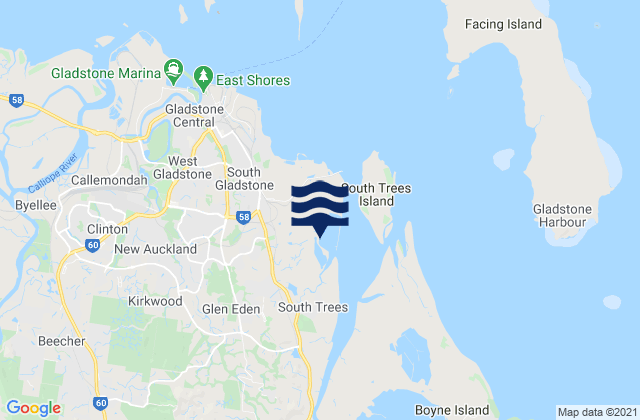 Mappa delle Getijden in Toolooa, Australia