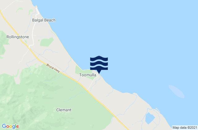 Mappa delle Getijden in Toomulla Beach, Australia
