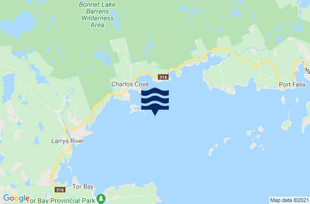 Mappa delle Getijden in Tor Bay, Canada
