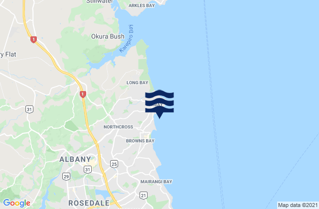 Mappa delle Getijden in Torbay, New Zealand