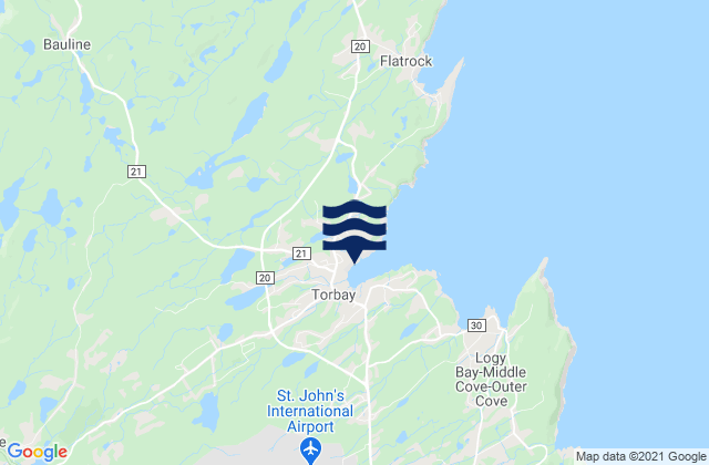 Mappa delle Getijden in Torbay, Canada