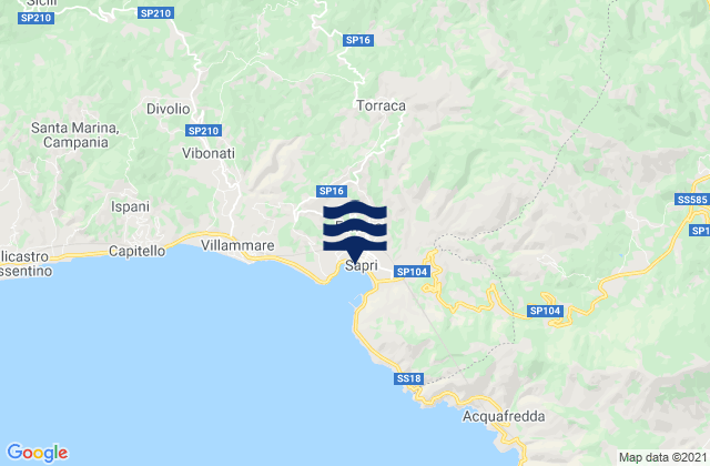 Mappa delle Getijden in Torraca, Italy