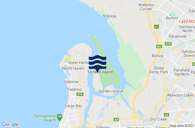 Mappa delle Getijden in Torrens Island, Australia