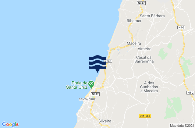 Mappa delle Getijden in Torres Vedras, Portugal