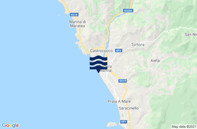 Mappa delle Getijden in Tortora Marina, Italy