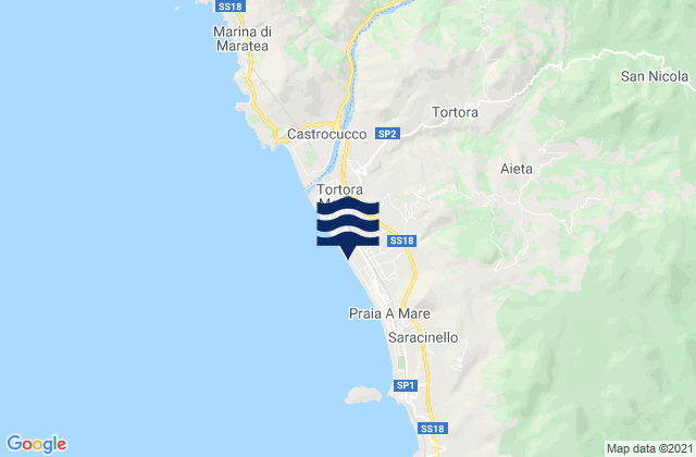 Mappa delle Getijden in Tortora, Italy