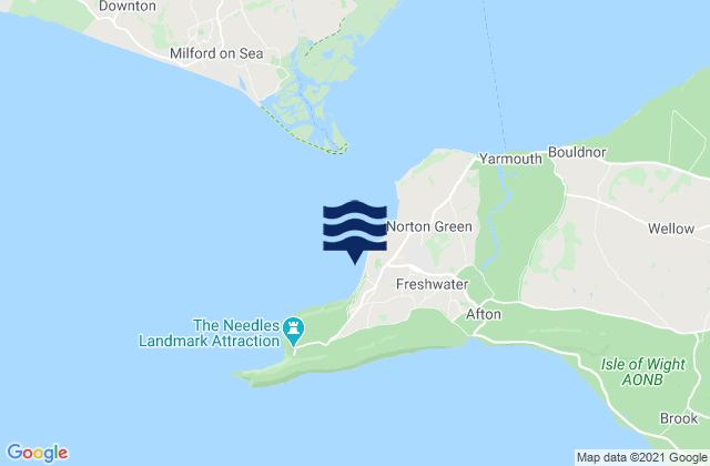 Mappa delle Getijden in Totland Bay Beach, United Kingdom