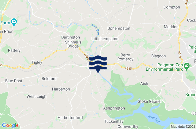 Mappa delle Getijden in Totnes, United Kingdom