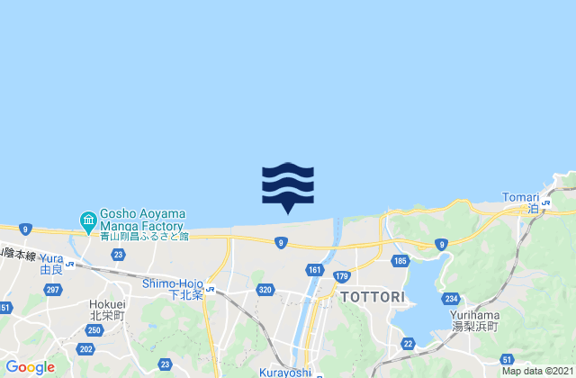 Mappa delle Getijden in Tottori, Japan