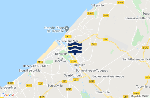 Mappa delle Getijden in Touques, France