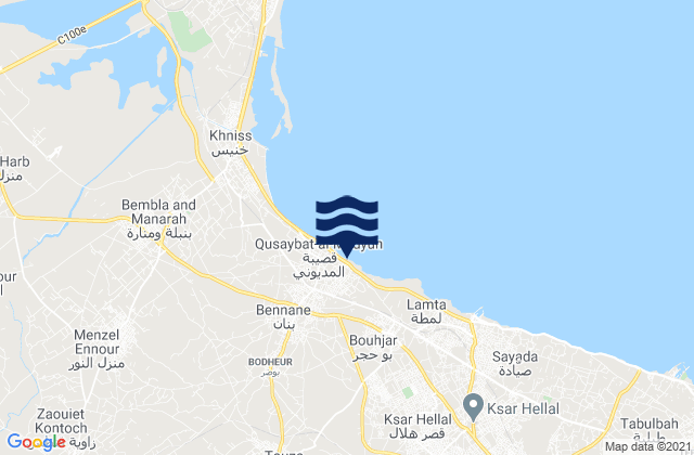 Mappa delle Getijden in Touza, Tunisia