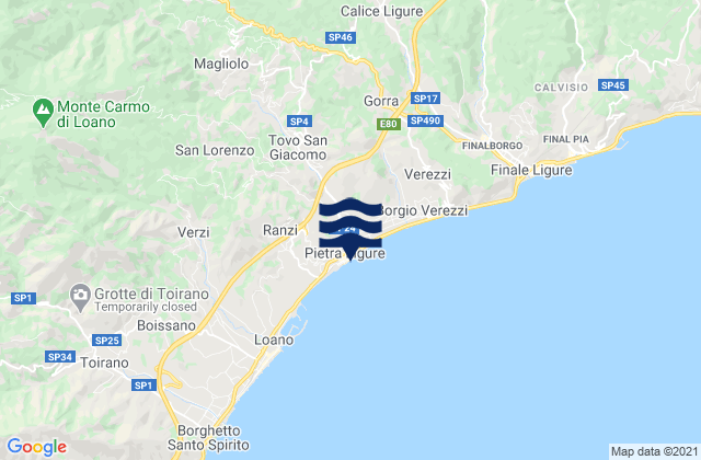 Mappa delle Getijden in Tovo San Giacomo, Italy