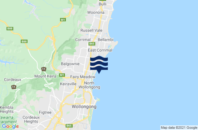 Mappa delle Getijden in Towradgi Beach, Australia