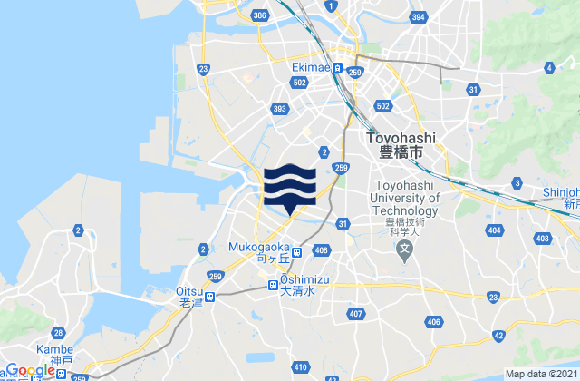 Mappa delle Getijden in Toyohashi-shi, Japan