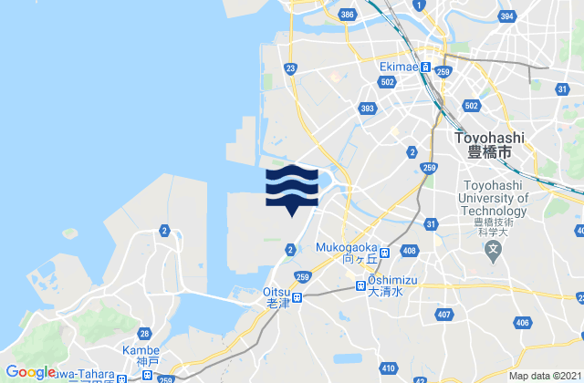 Mappa delle Getijden in Toyohasi, Japan