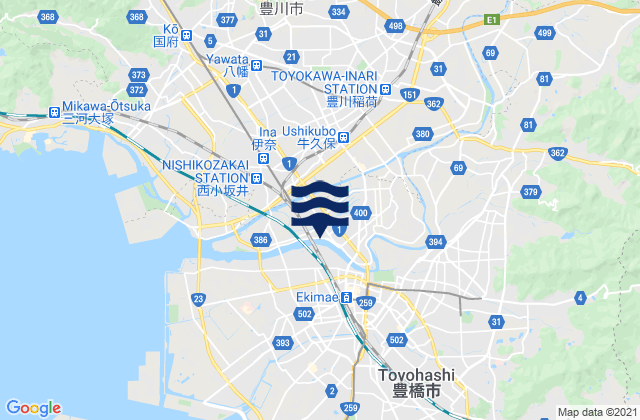 Mappa delle Getijden in Toyokawa, Japan