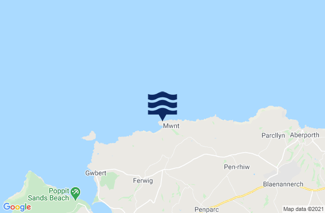 Mappa delle Getijden in Traeth y Mwnt Beach, United Kingdom