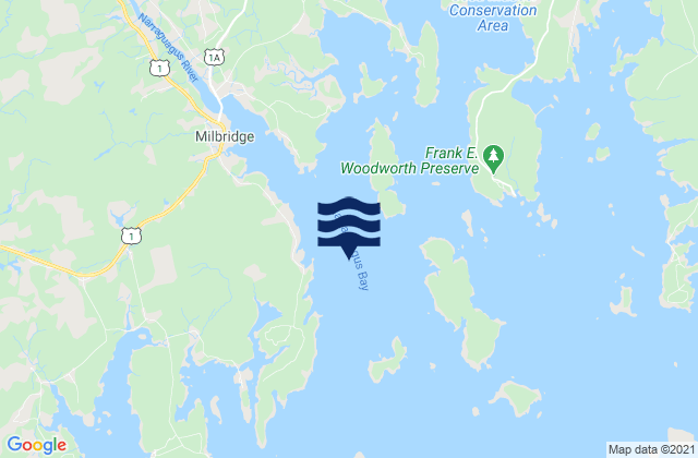 Mappa delle Getijden in Trafton Island, Narraguagus Bay, United States