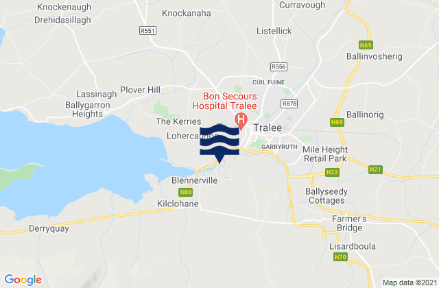 Mappa delle Getijden in Tralee, Ireland