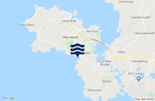 Mappa delle Getijden in Trearddur Bay (Holy Island), United Kingdom