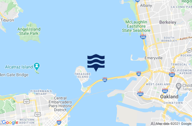 Mappa delle Getijden in Treasure Island 0.3 mile east of, United States