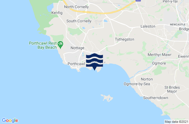 Mappa delle Getijden in Trecco Bay Beach, United Kingdom