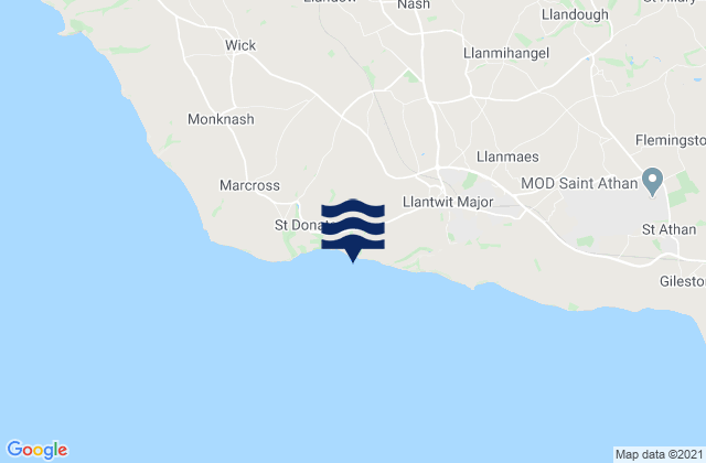 Mappa delle Getijden in Tresilian Bay Beach, United Kingdom